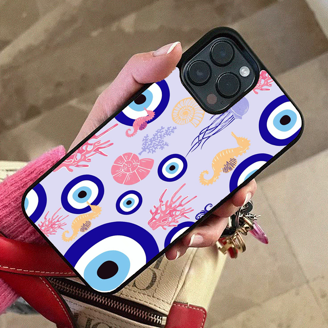 Aqua Evil Eye Protective Phone Case Back Cover