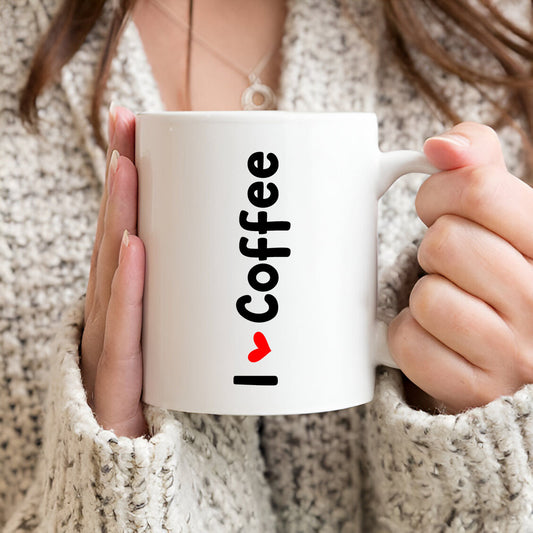 I Love Coffee Printed White Coffee Mug