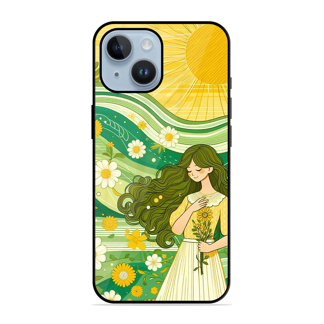 Floral Girl Printed Protective Phone Cover for iPhone 14 Plus