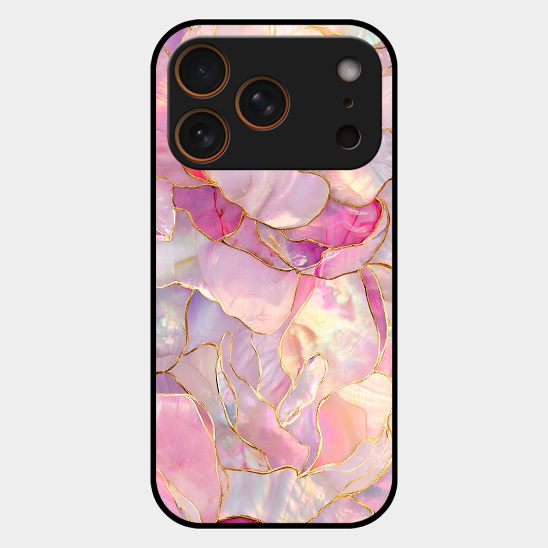 Pink with Golden Lines Printed Protective Phone Cover for iPhone 17 Pro