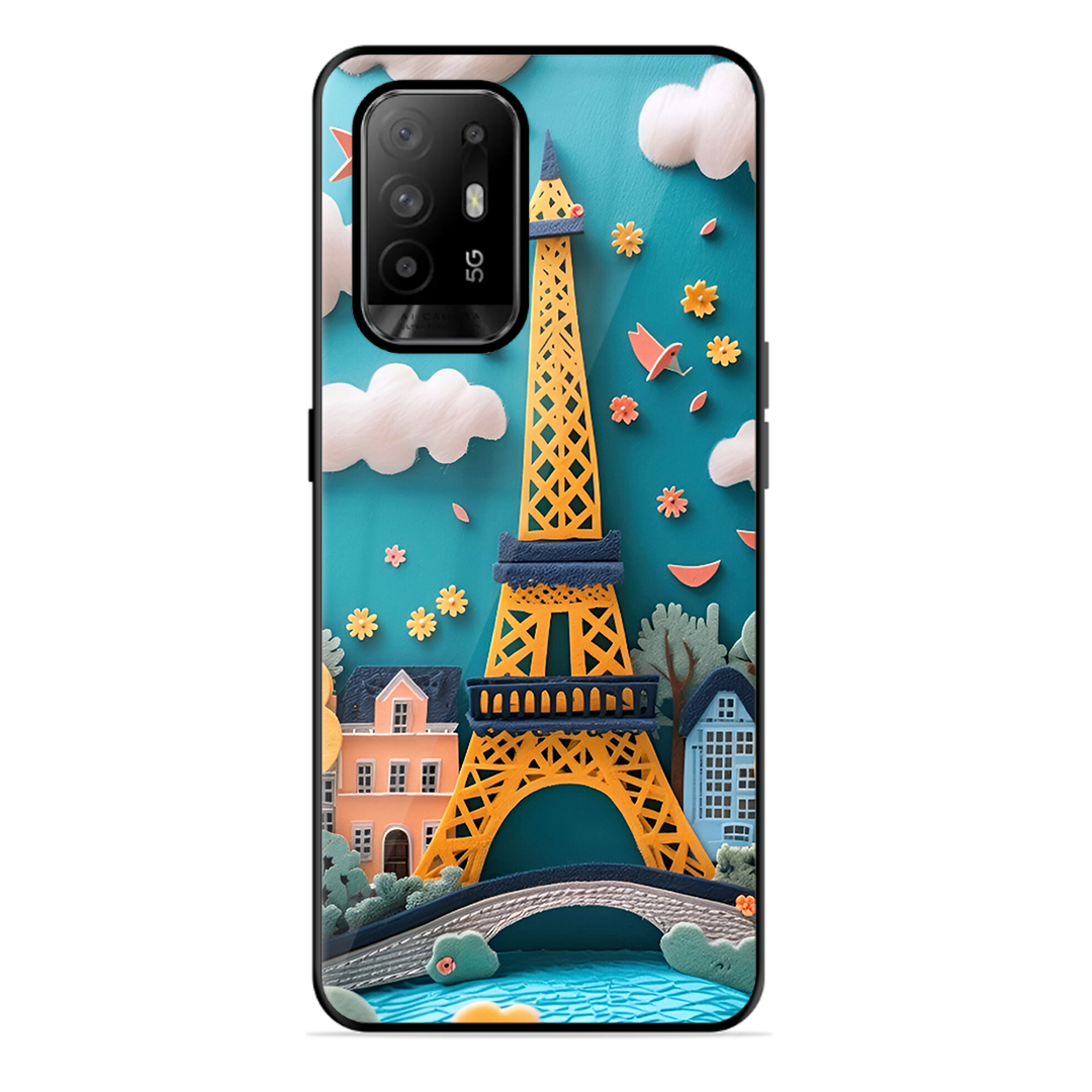 Eiffel Tower Printed Protective Phone Cover forOppo F19 Pro Plus