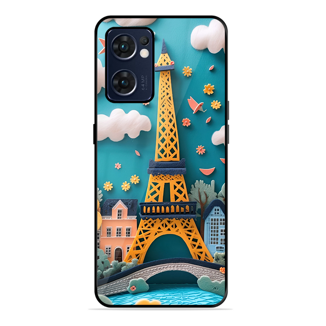 Eiffel Tower Printed Protective Phone Cover forOppo Reno 7 5G