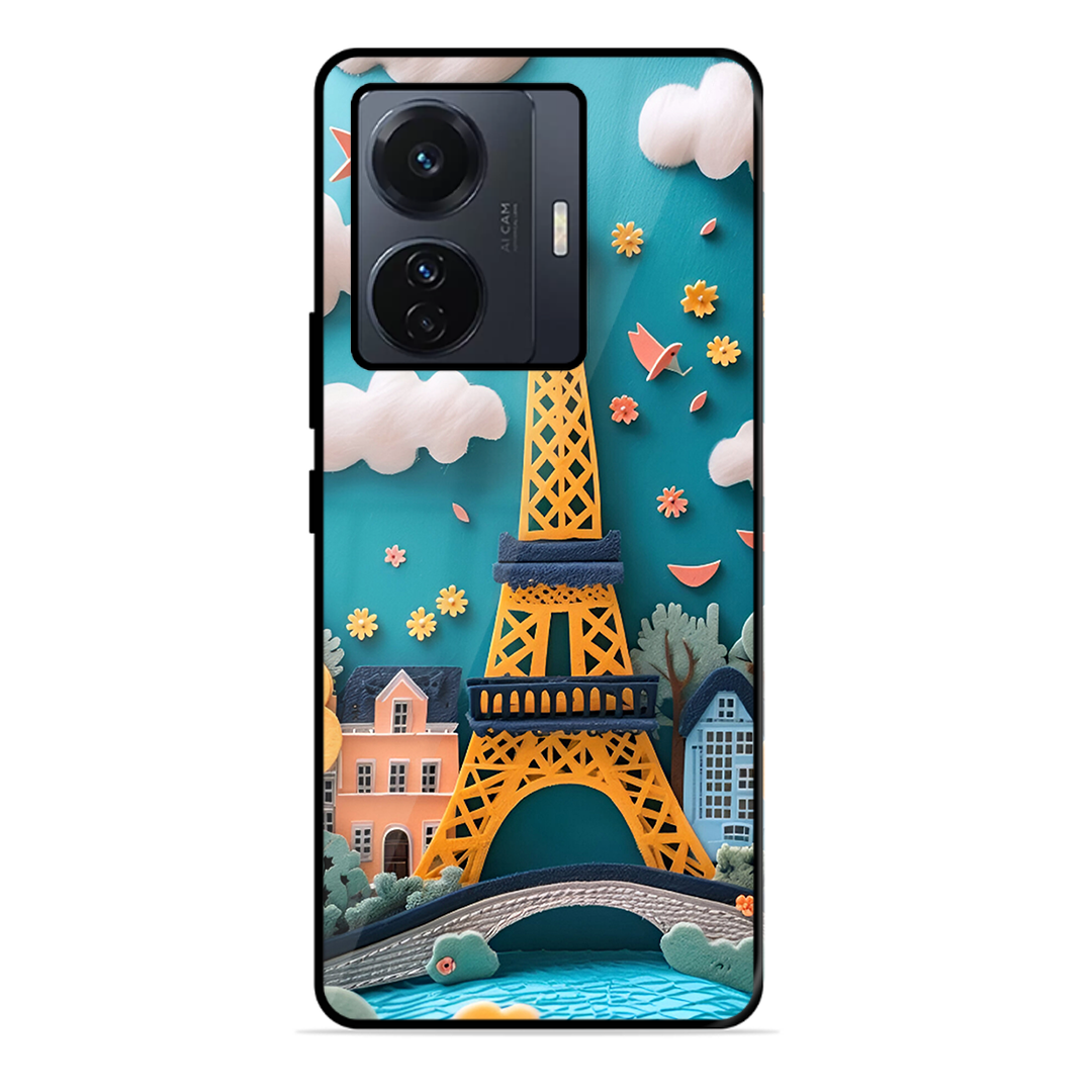Eiffel Tower Printed Protective Phone Cover forVivo T1 Pro 5G