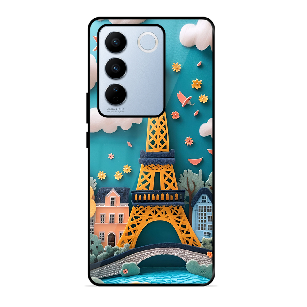Eiffel Tower Printed Protective Phone Cover forVivo V27 Pro 5G