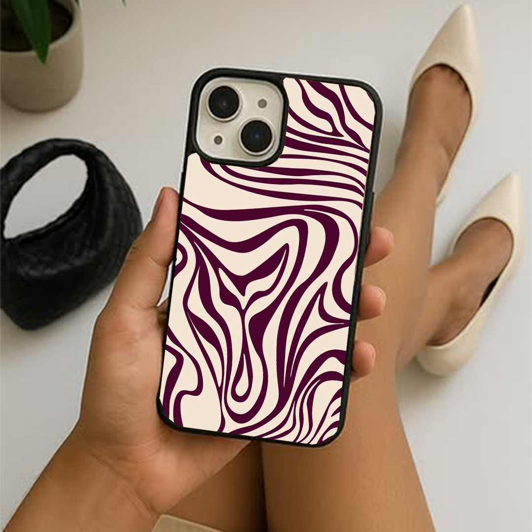 Retro Swirl Bloom Blush Burgundy Printed Protective Case