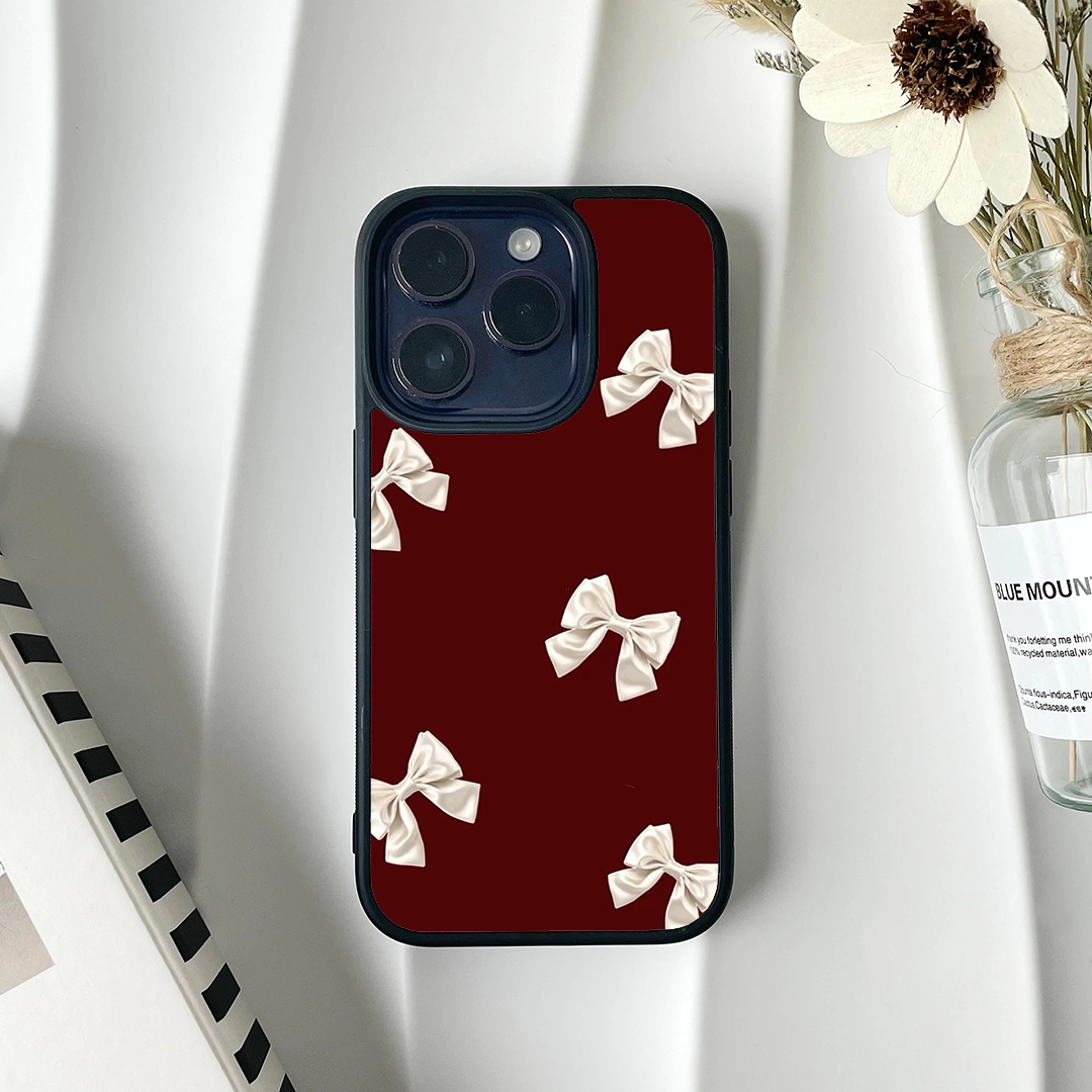 Candy Bow Blush Burgundy Printed Protective Case