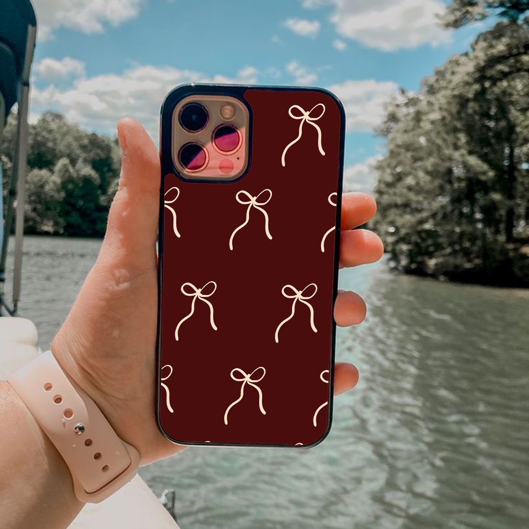 Blush Bow Knot Burgundy Printed Protective Case