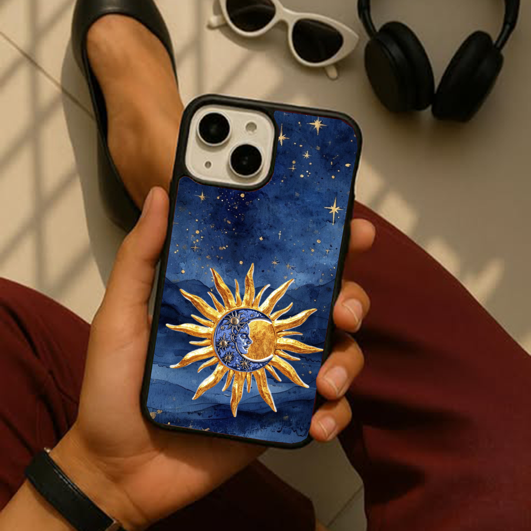 Vibrant Artistic Sun and Stars Protective Phone case