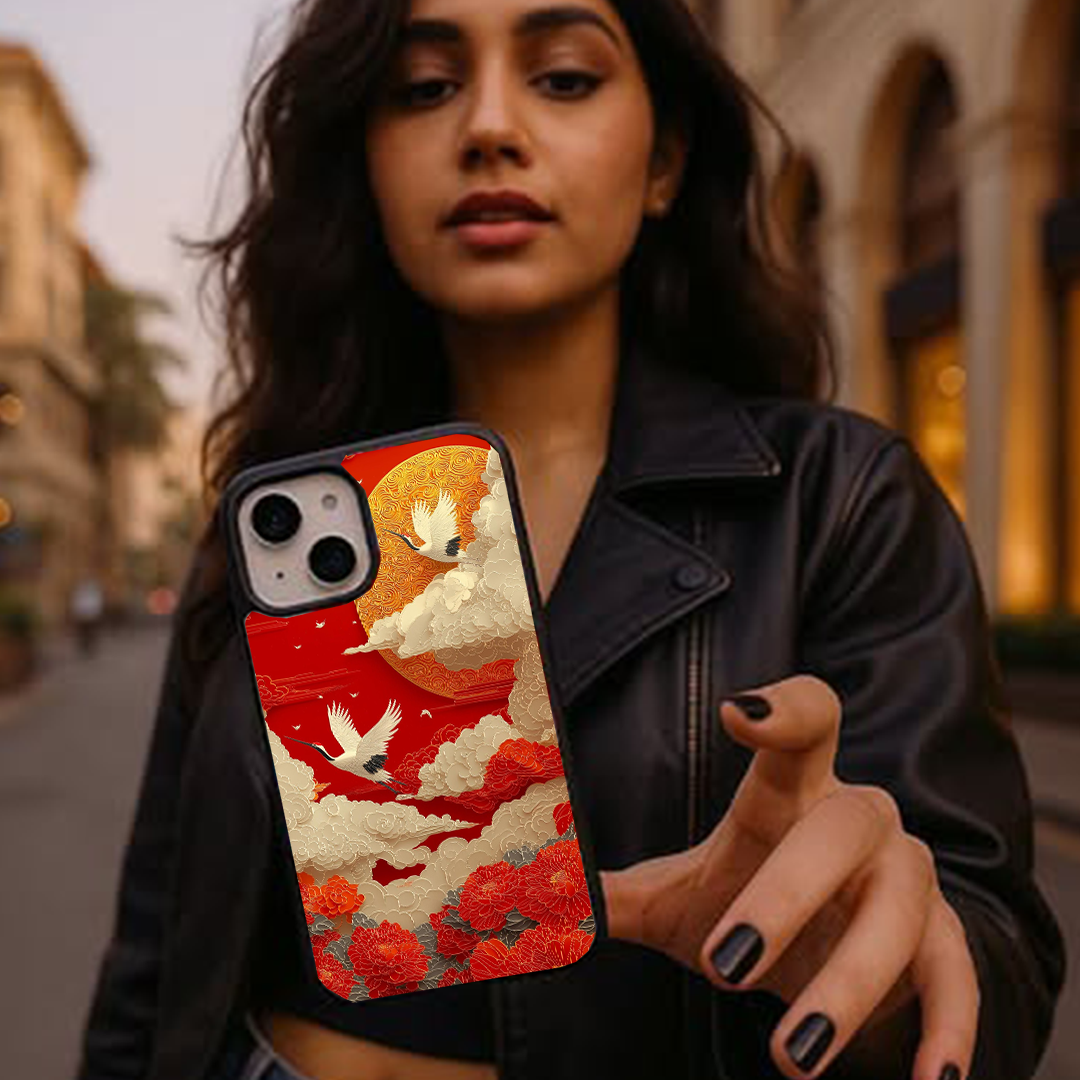 Red Theme Birds Printed Protective Phone case