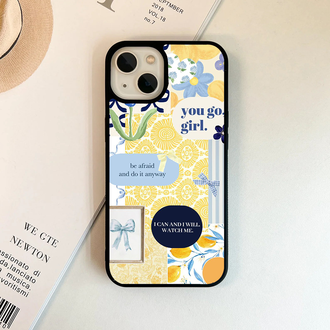 You Go Girl Yellow Pastel Printed Protective Case