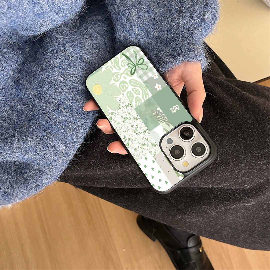 Collage Green Pastel Printed Protective Case