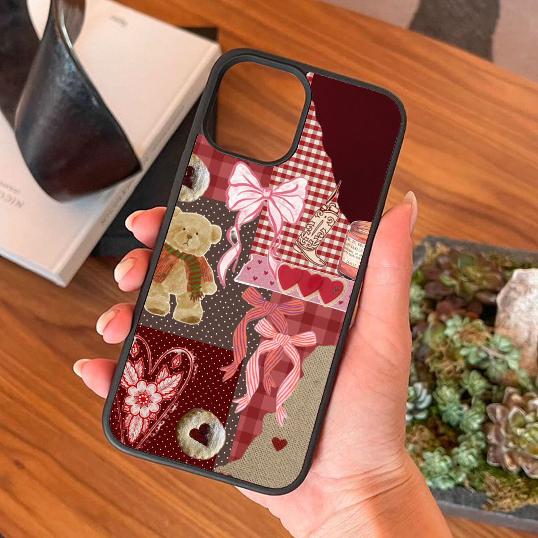Maroon Collage Pastel Printed Protective Case