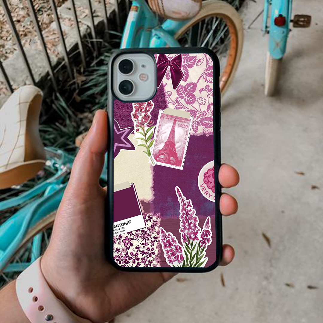 Maroon Collage Pastel Printed Protective Case