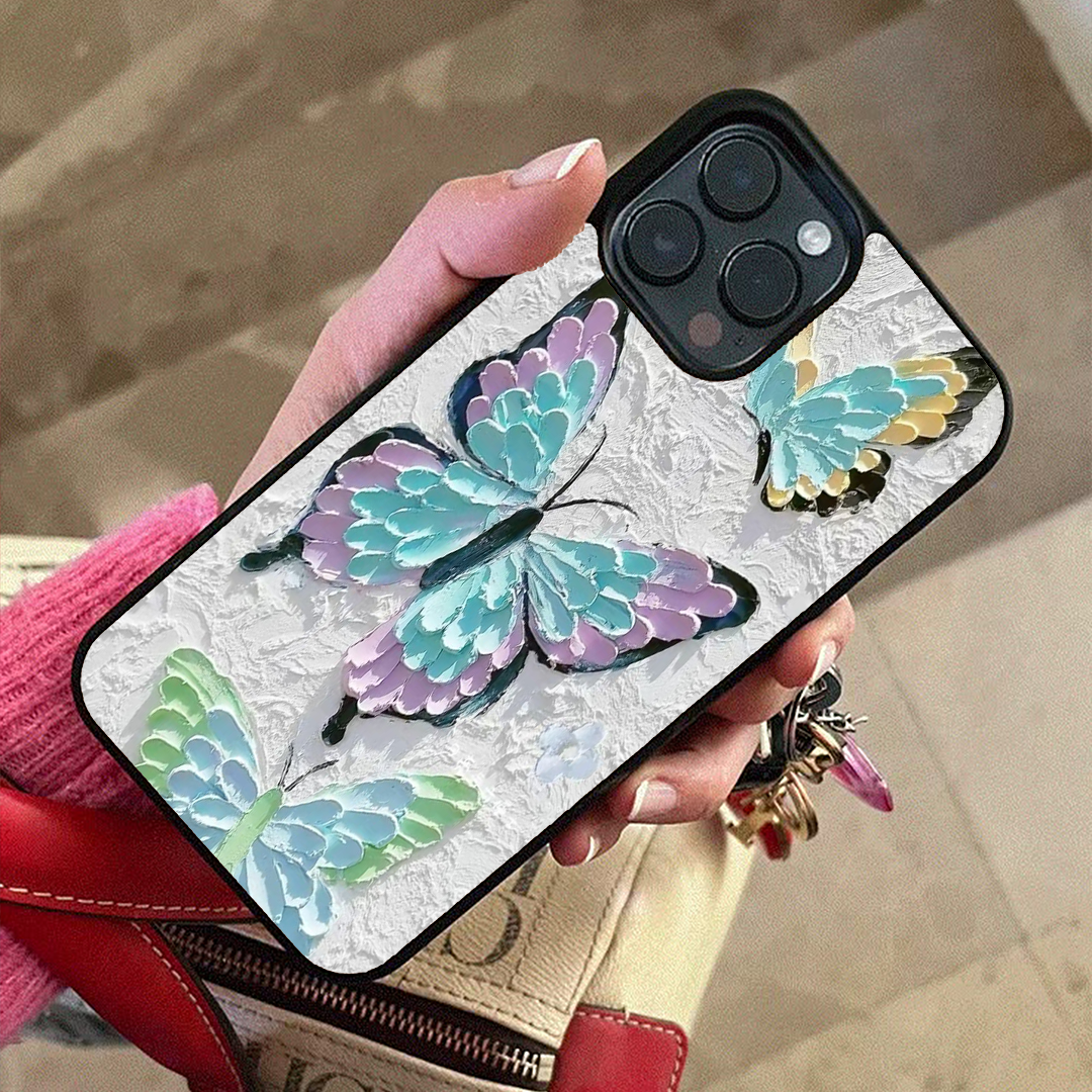 Aqua Butterfly Floral Acrylic Printed Protective Case