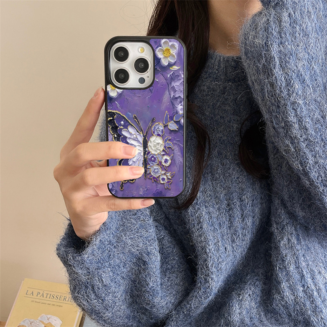 Half Butterfly Floral Acrylic Printed Protective Case