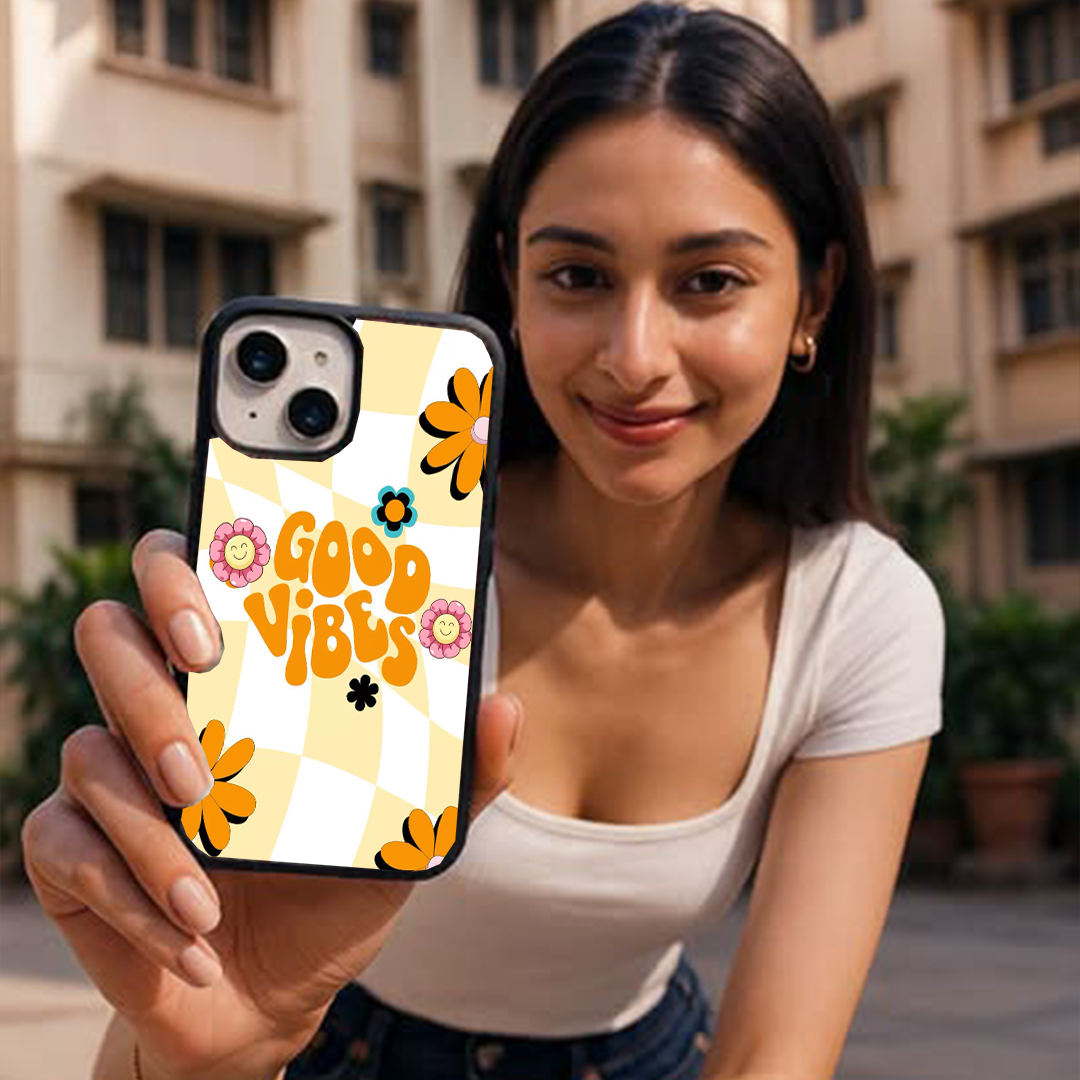 Floral Good Vibes Printed Protective Case