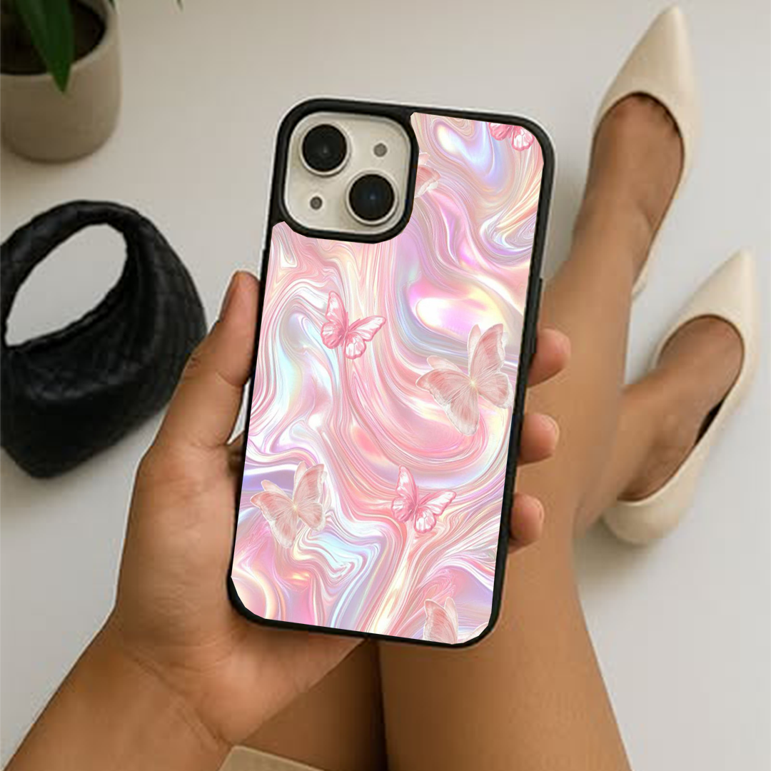 Butterfly Bow Sparkly Pink Printed Protective Case