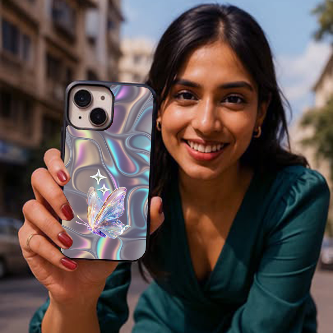 Sparkly Pink Butterfly Printed Protective Case