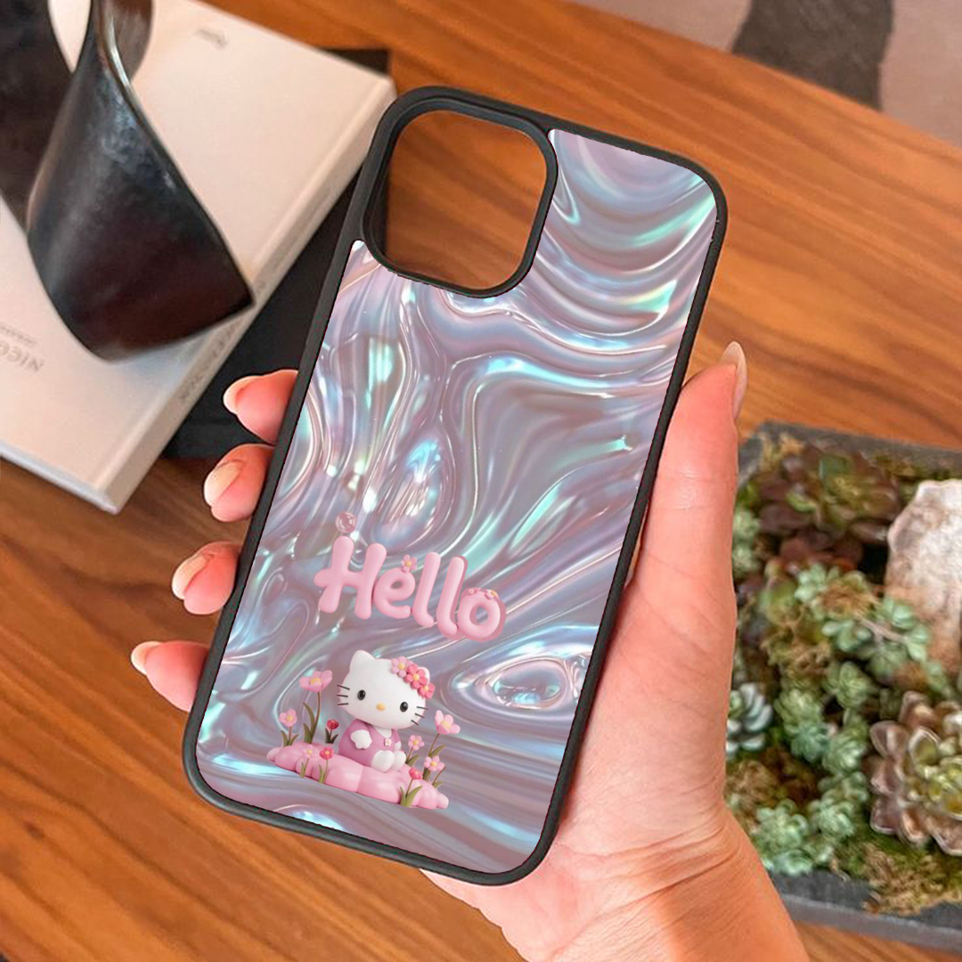 Sparkly Pink Hello Printed Protective Case