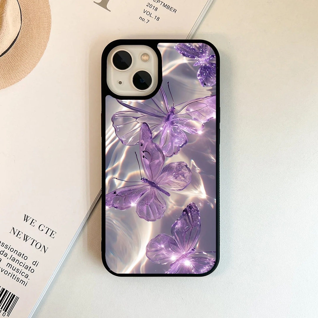 Purple Butterfly Sparkly Pink Printed Protective Case