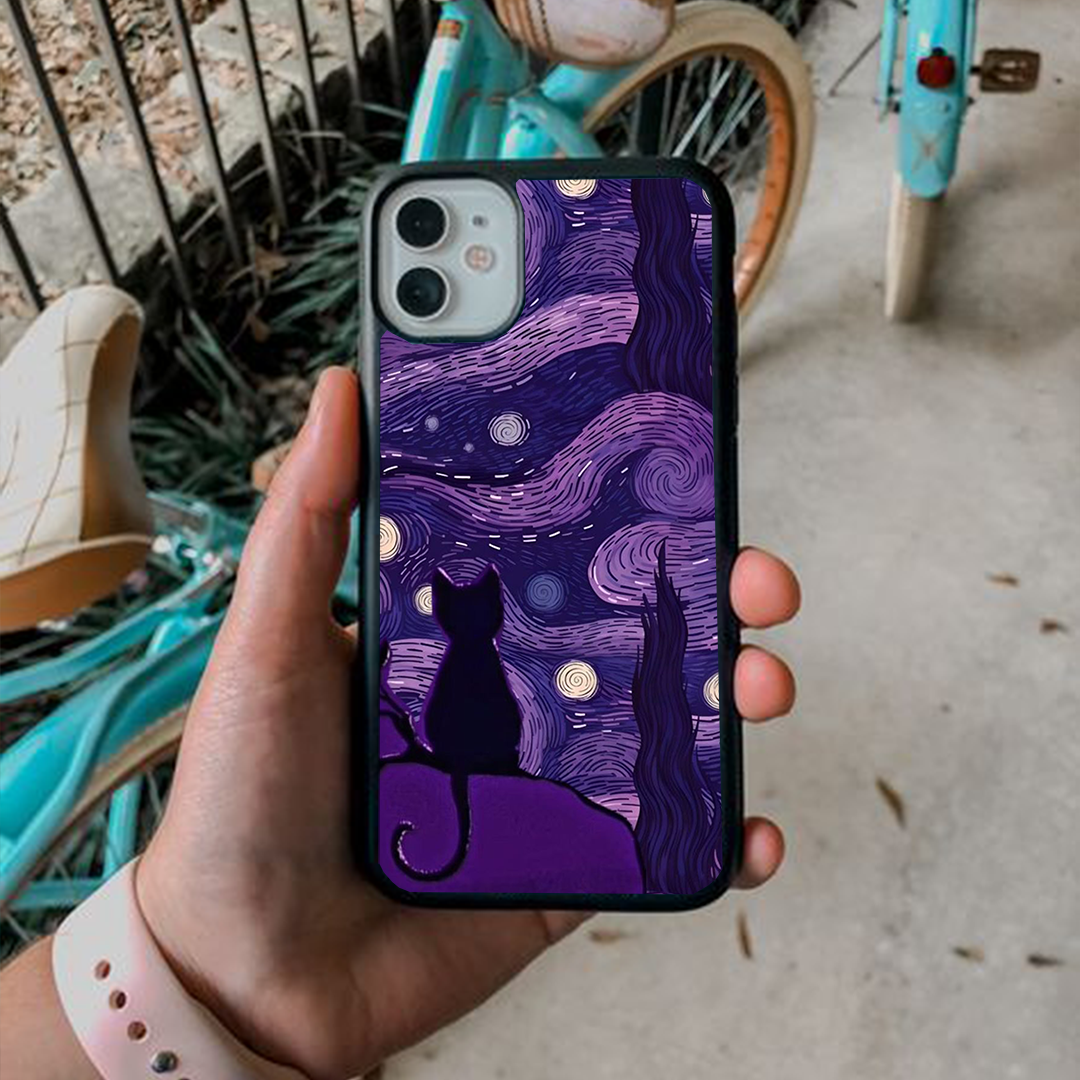 Purple Dark VanGoghh Printed Protective Case