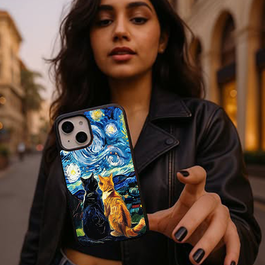 Cats VanGoghh Printed Protective Case