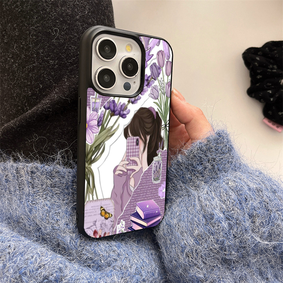 Lavender Love Vibey Stickers Printed Protective Case
