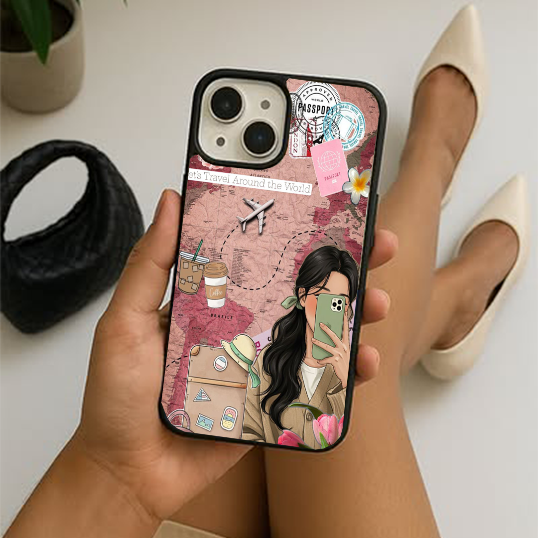 Travel Selfie Vibey Stickers Printed Protective Case