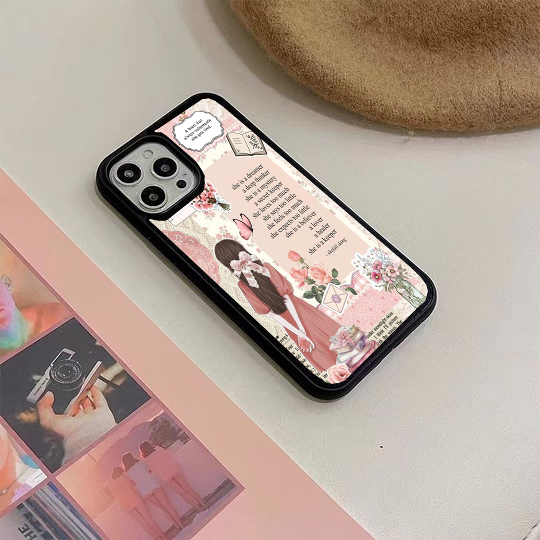 Bloom Bow GIrl Vibey Stickers Printed Protective Case