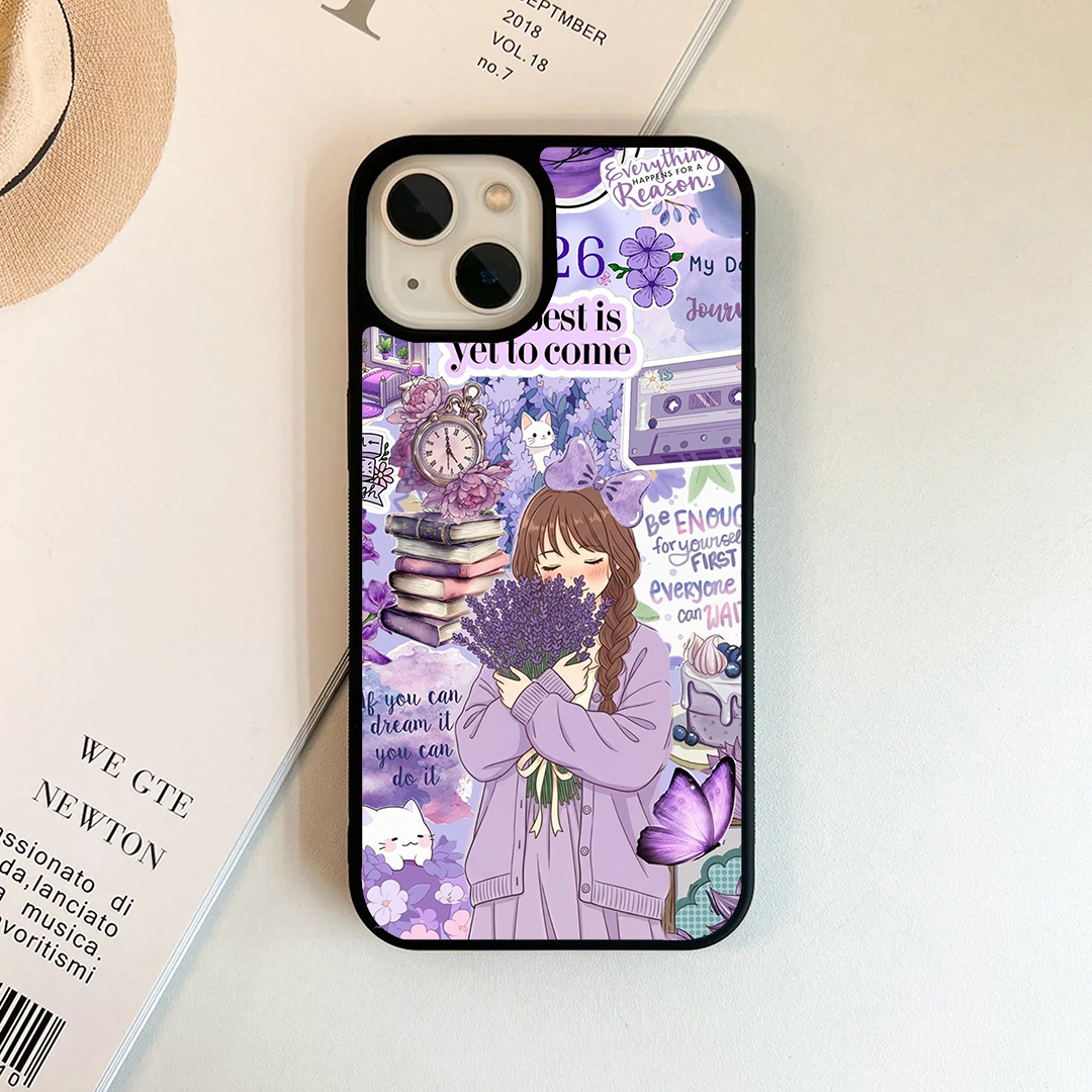 Lavender Lilac Vibey Stickers Printed Protective Case