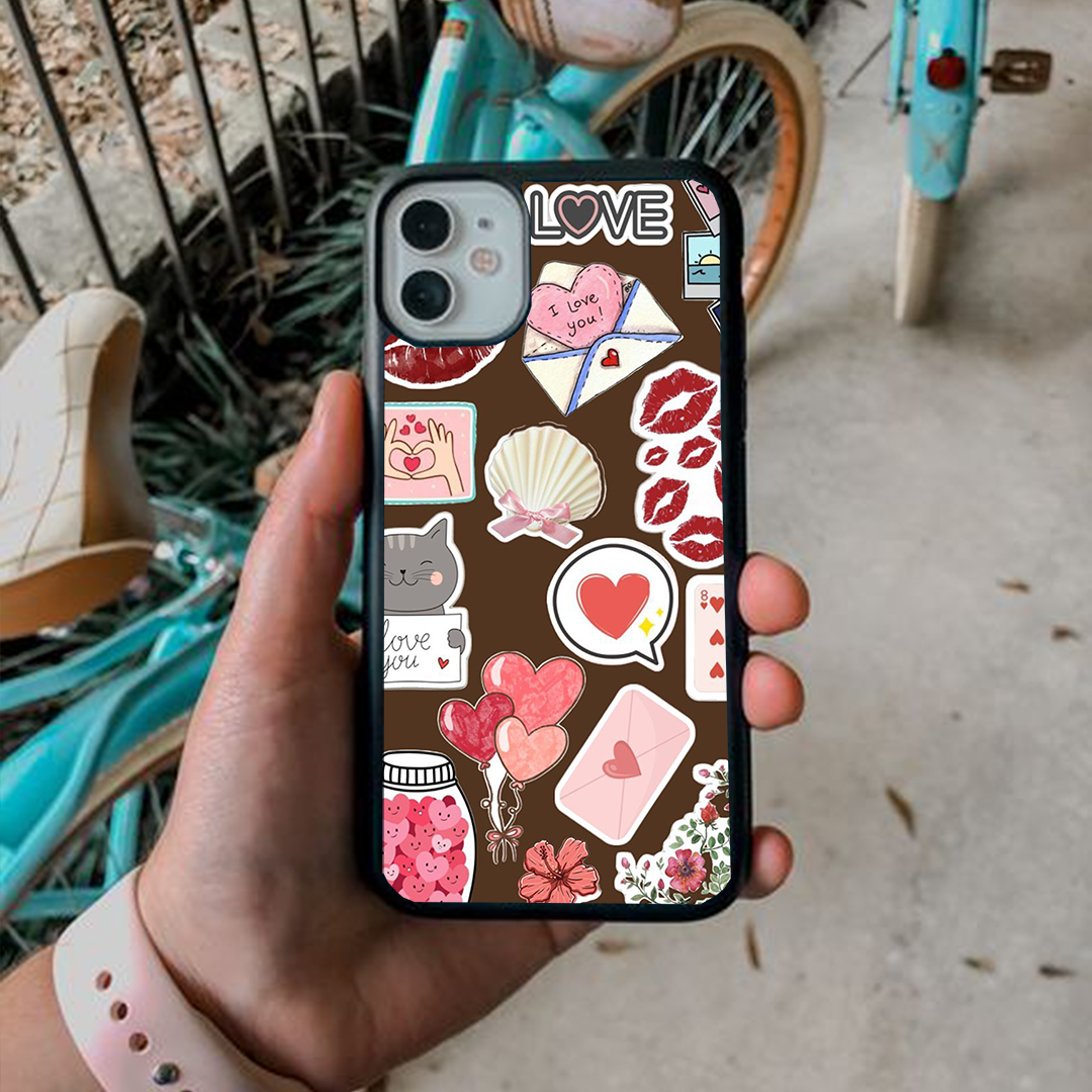Love Vibey Stickers Printed Protective Case