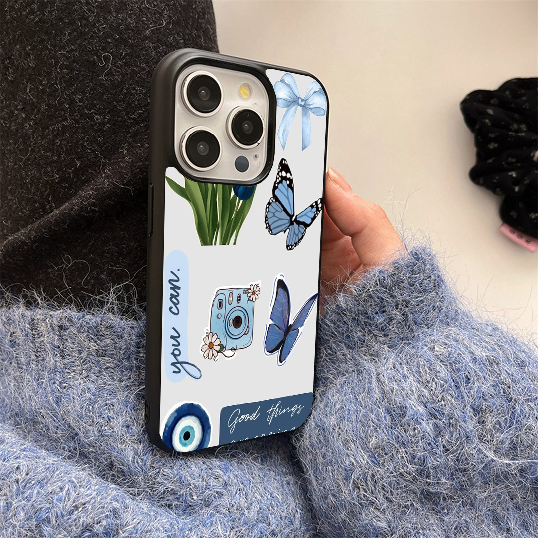 Pastel Butterflies Vibey Stickers Printed Protective Case