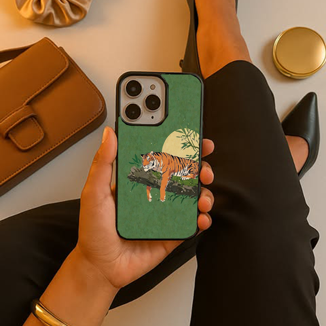 Greeny Wild Aura Tiger Printed Protective Phone Case Back Cover