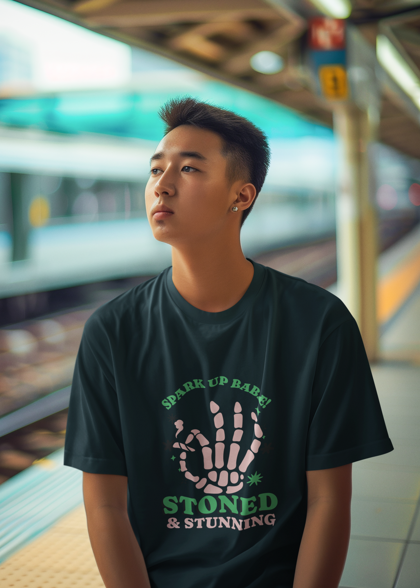 Spark up babe! stoned & stunning Oversized Printed Tshirt Unisex