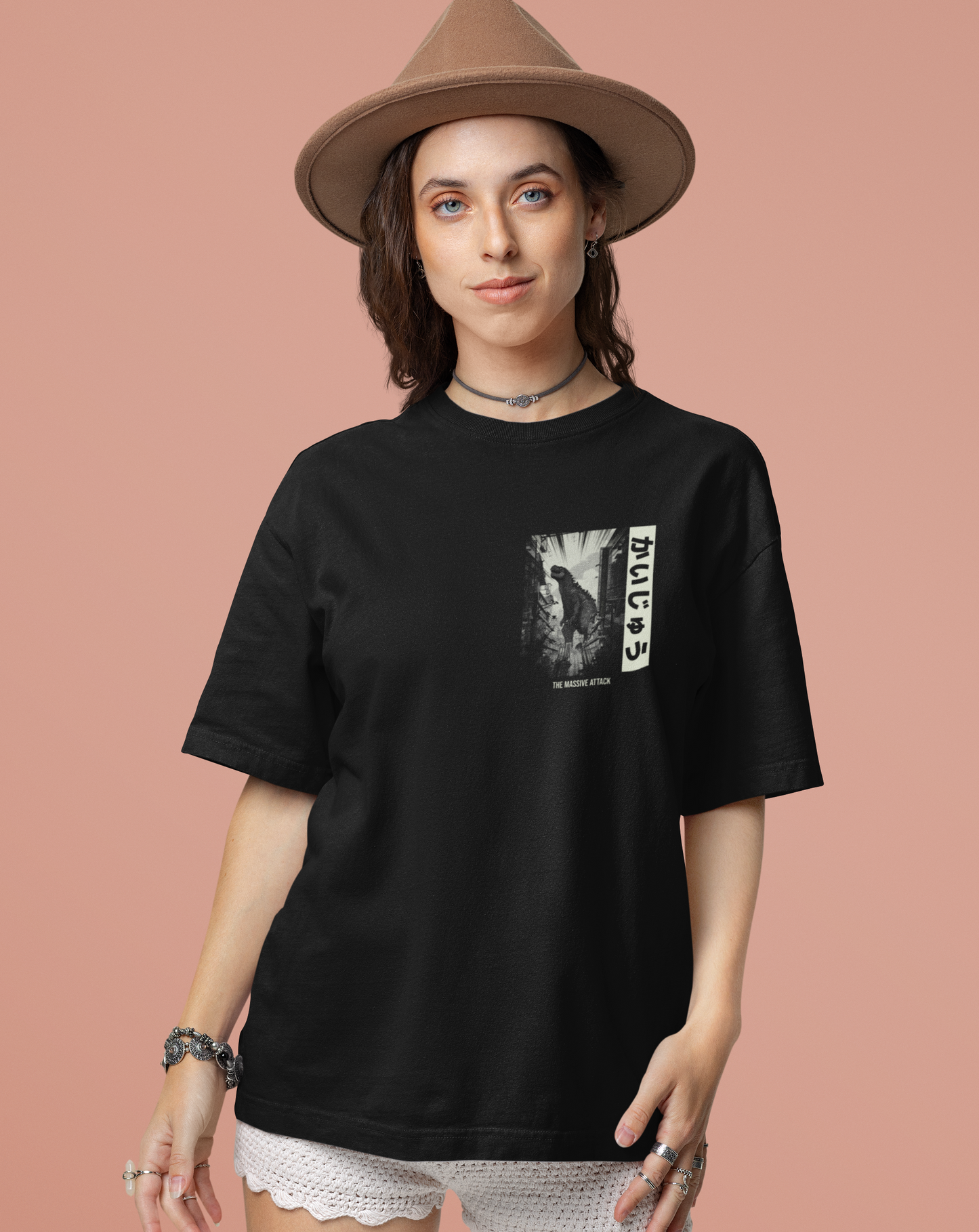 The Massive Attack Oversized Black Front and Back Printed Tshirt Unisex