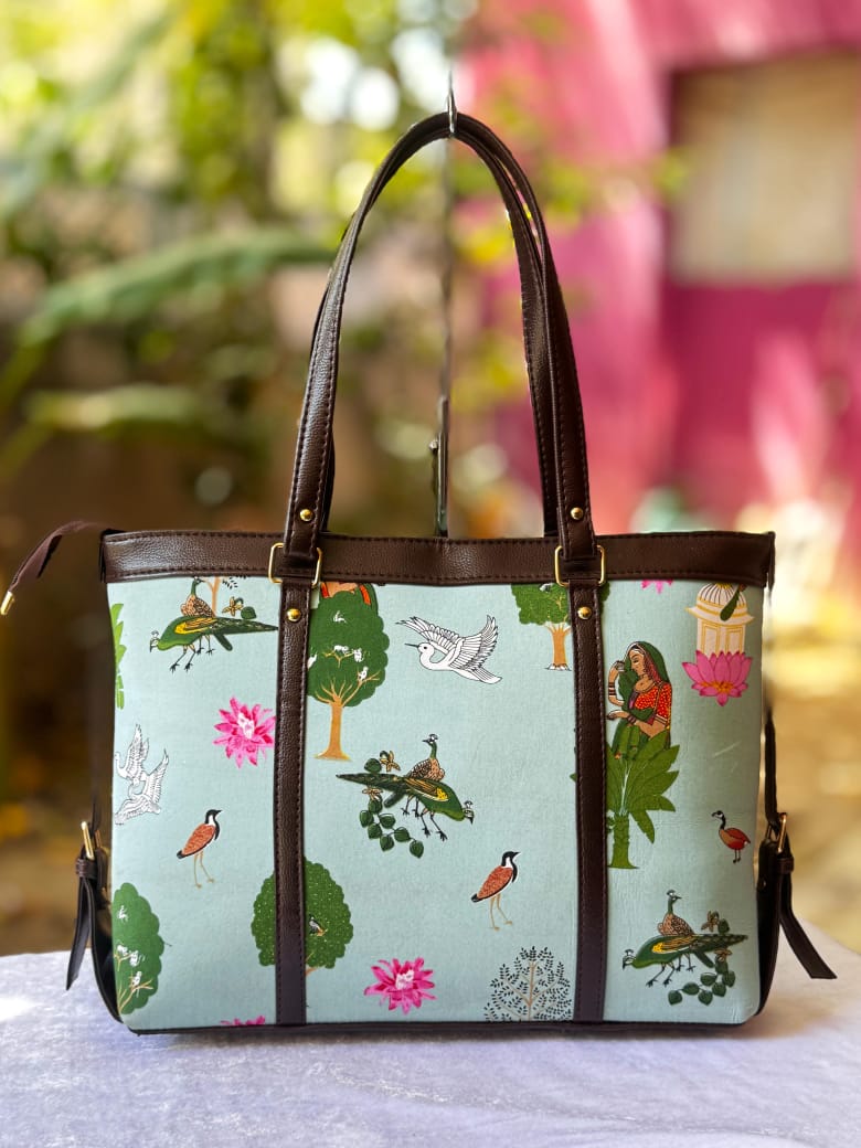 Birds Hand Block Printed Hand Bag