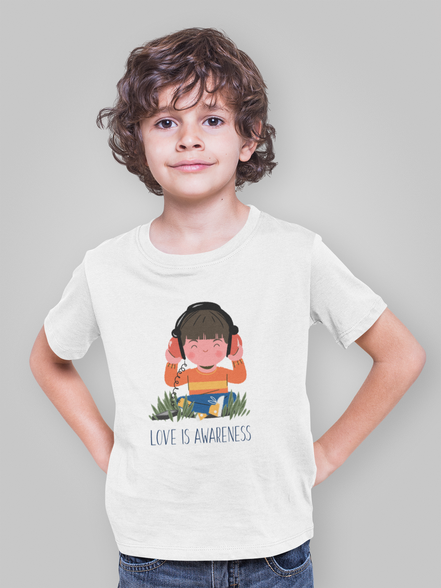 Love is awareness Printed white Kids T-shirts