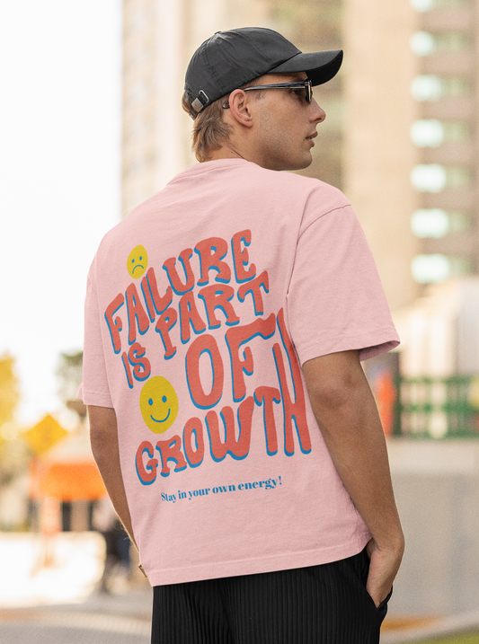 Failure Is Part Of Growth Oversized Light Pink Printed Tshirt Unisex
