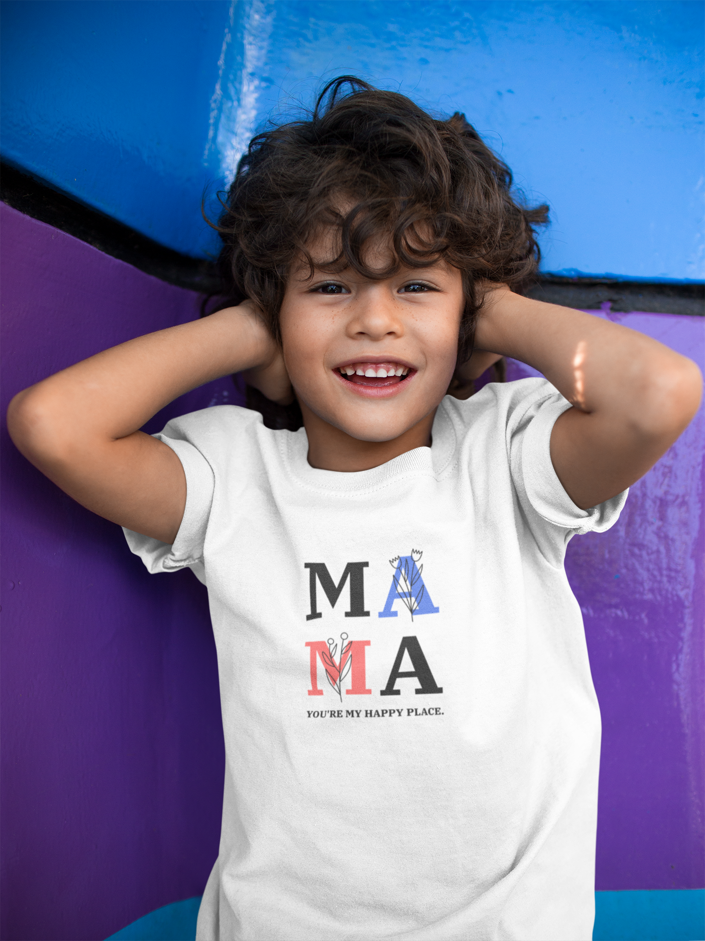 MA MA You're My Happy Place Printed White Kids T-shirts