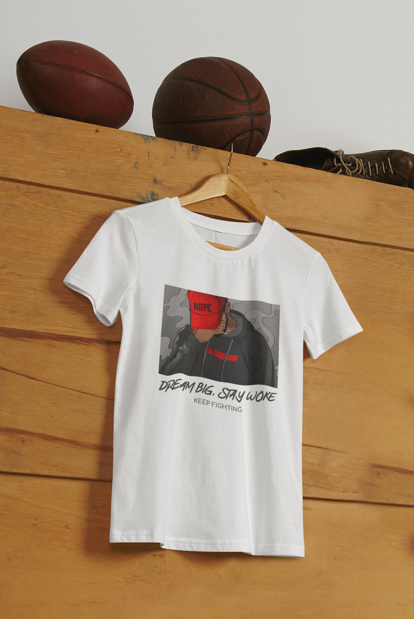 Dream big,stay woke keep fighting Printed white Unisex T-Shirt