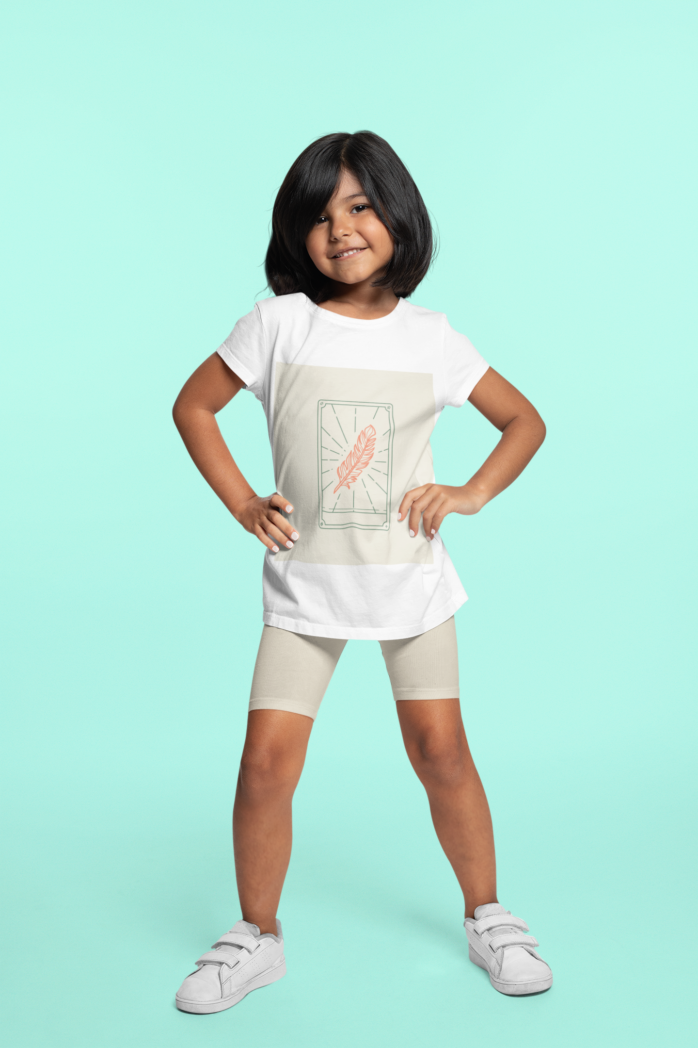 Feather Design Printed White Kids T-shirts