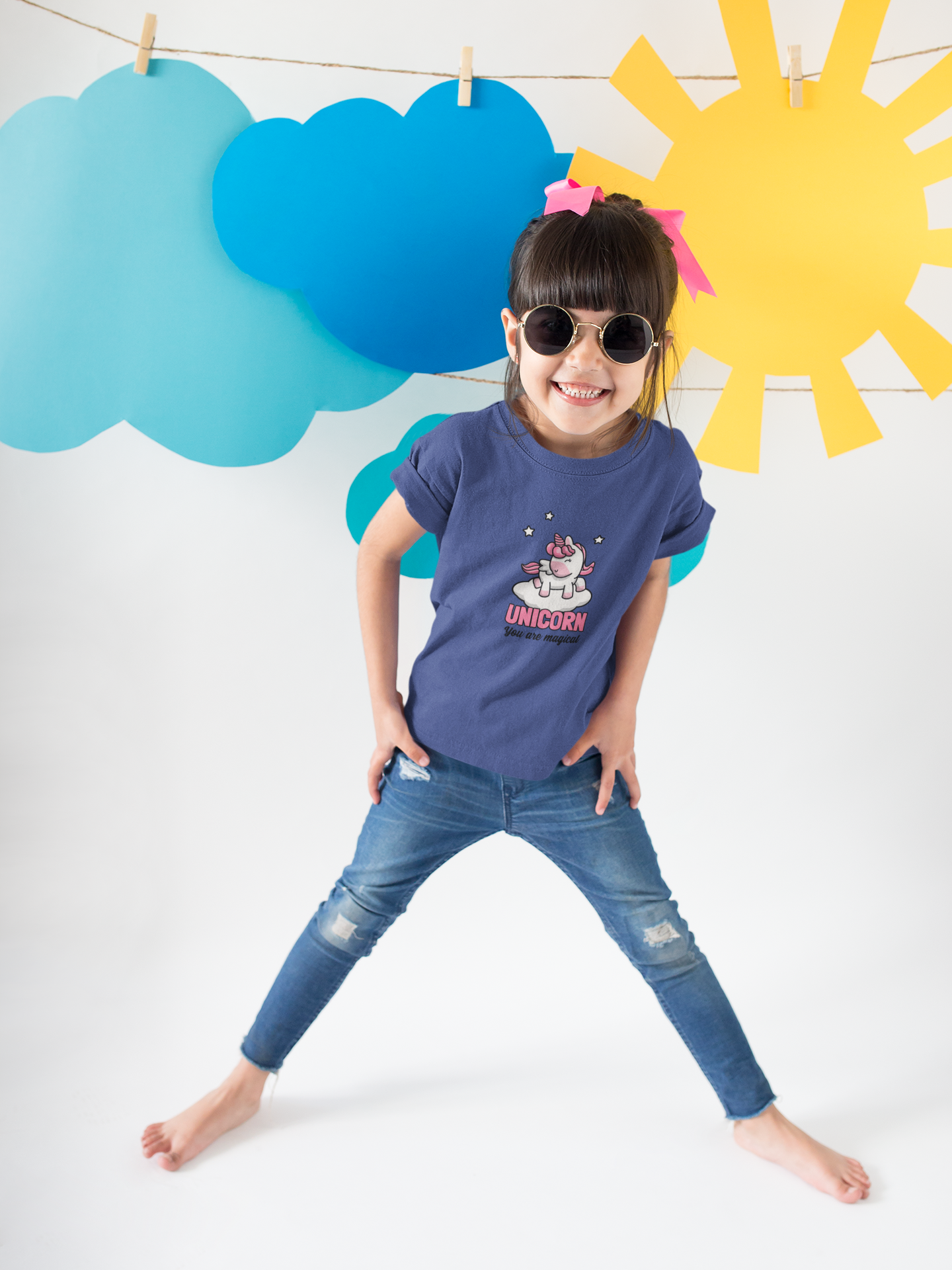 Unicorn Printed Royal Blue Kids T-shirts