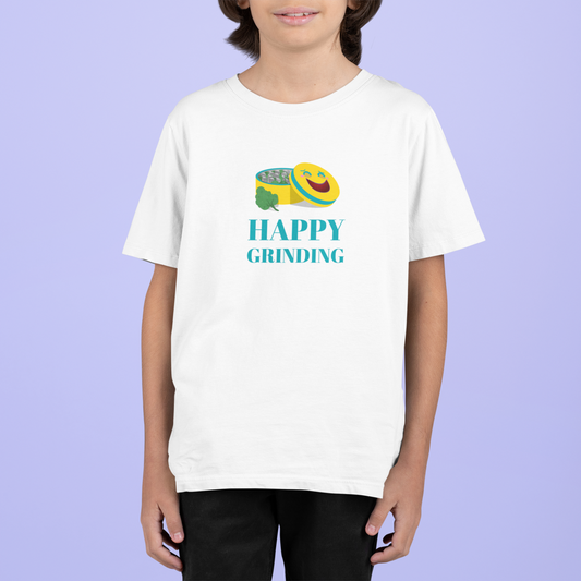 Happy grinding Printed white Kids T-shirts
