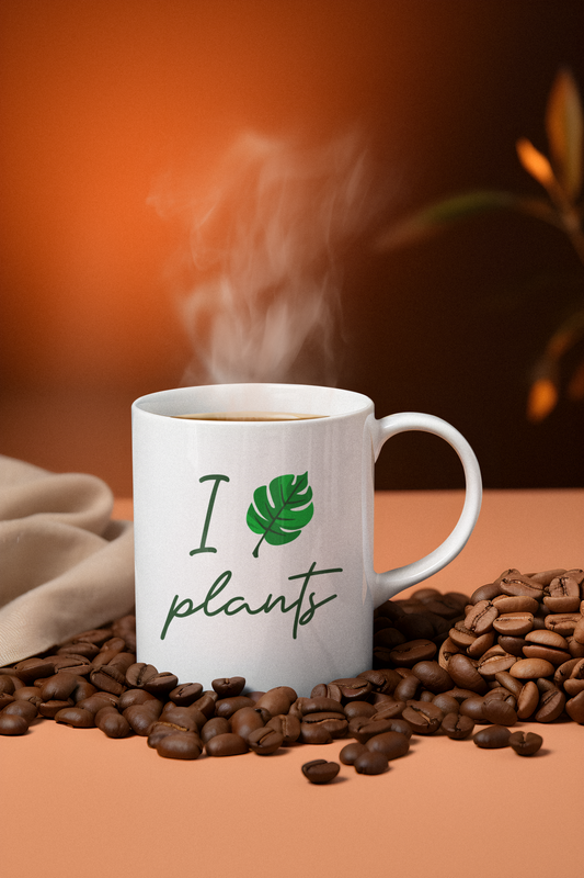 I Love Plants Printed White Coffee Mug