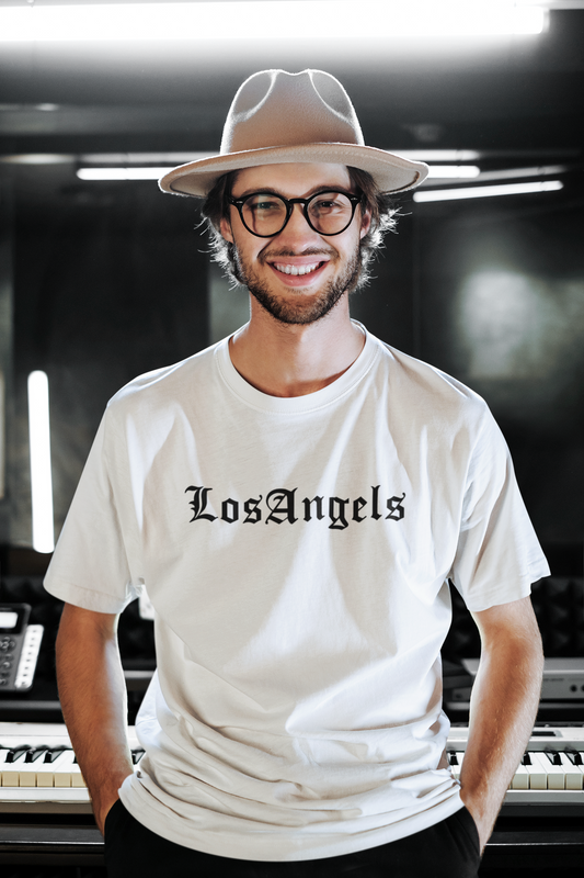Los Angels Oversized White Printed Tshirt Unisex