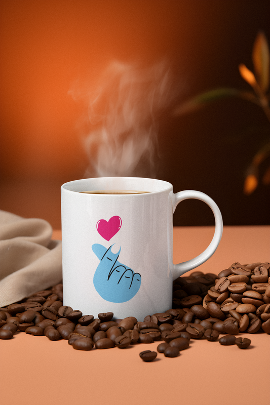 Love Gesture Printed White Coffee Mug