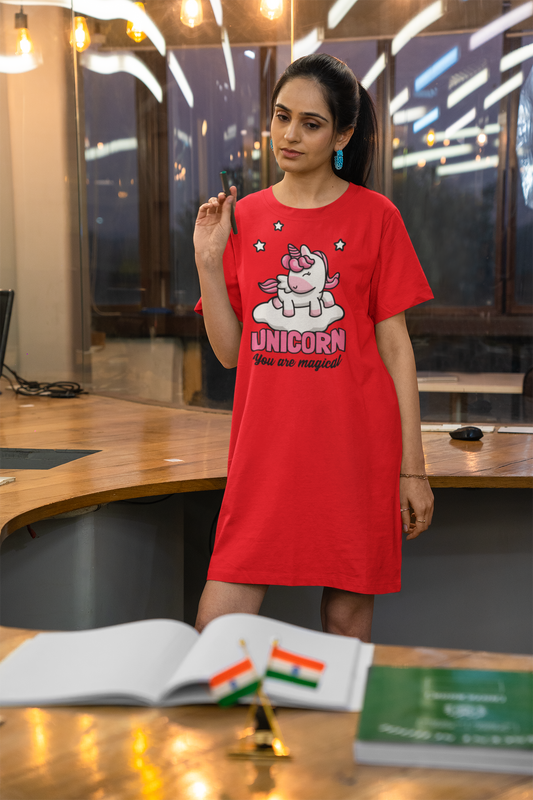 Unicorn you are magical Printed red T-shirt Dress