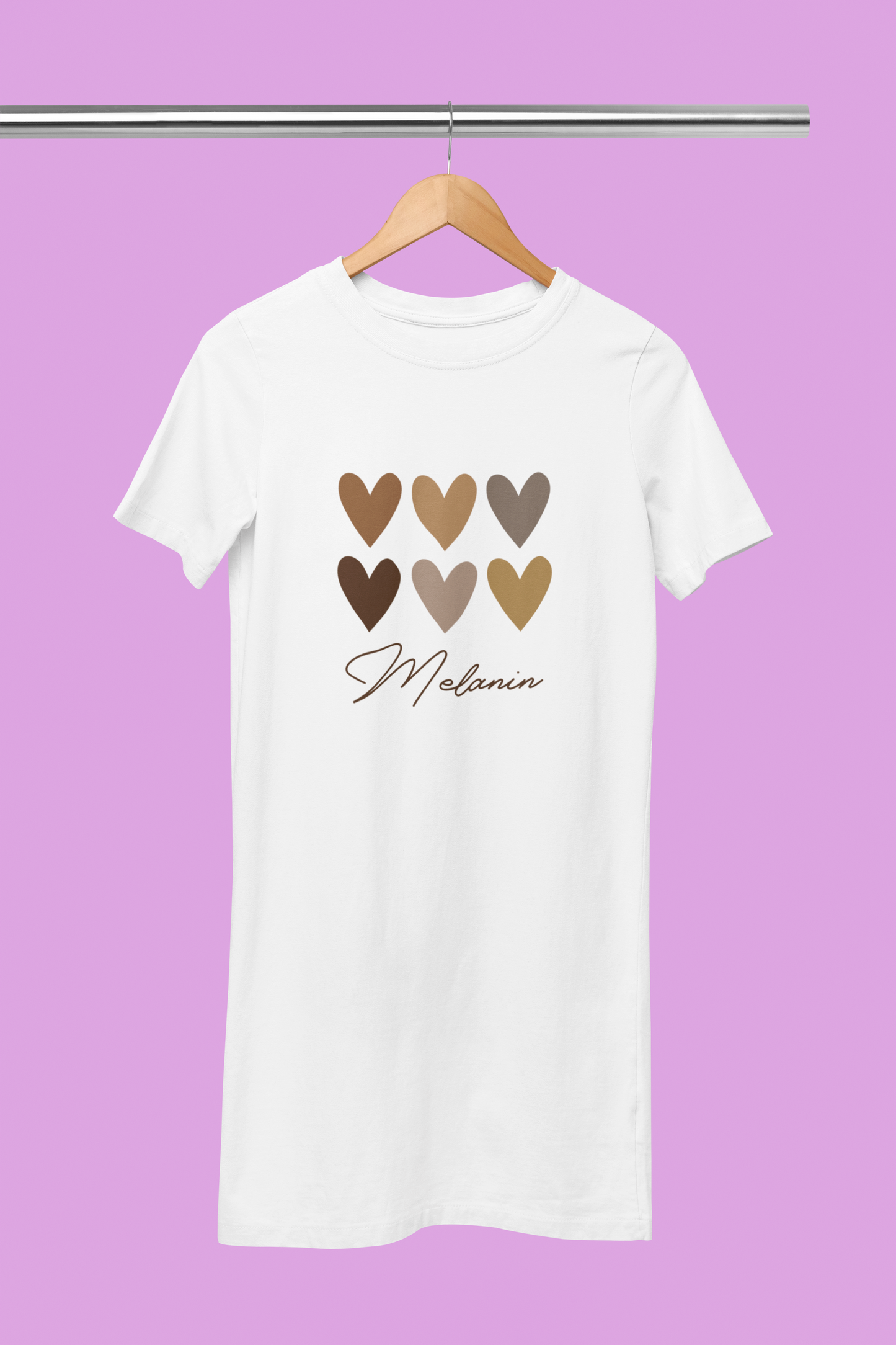 Melanin Printed White T-shirt Dress