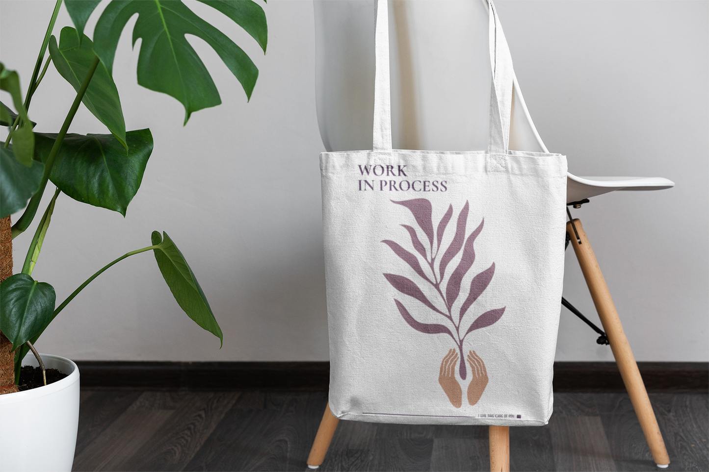 Work IN Process Printed White Tote Bag