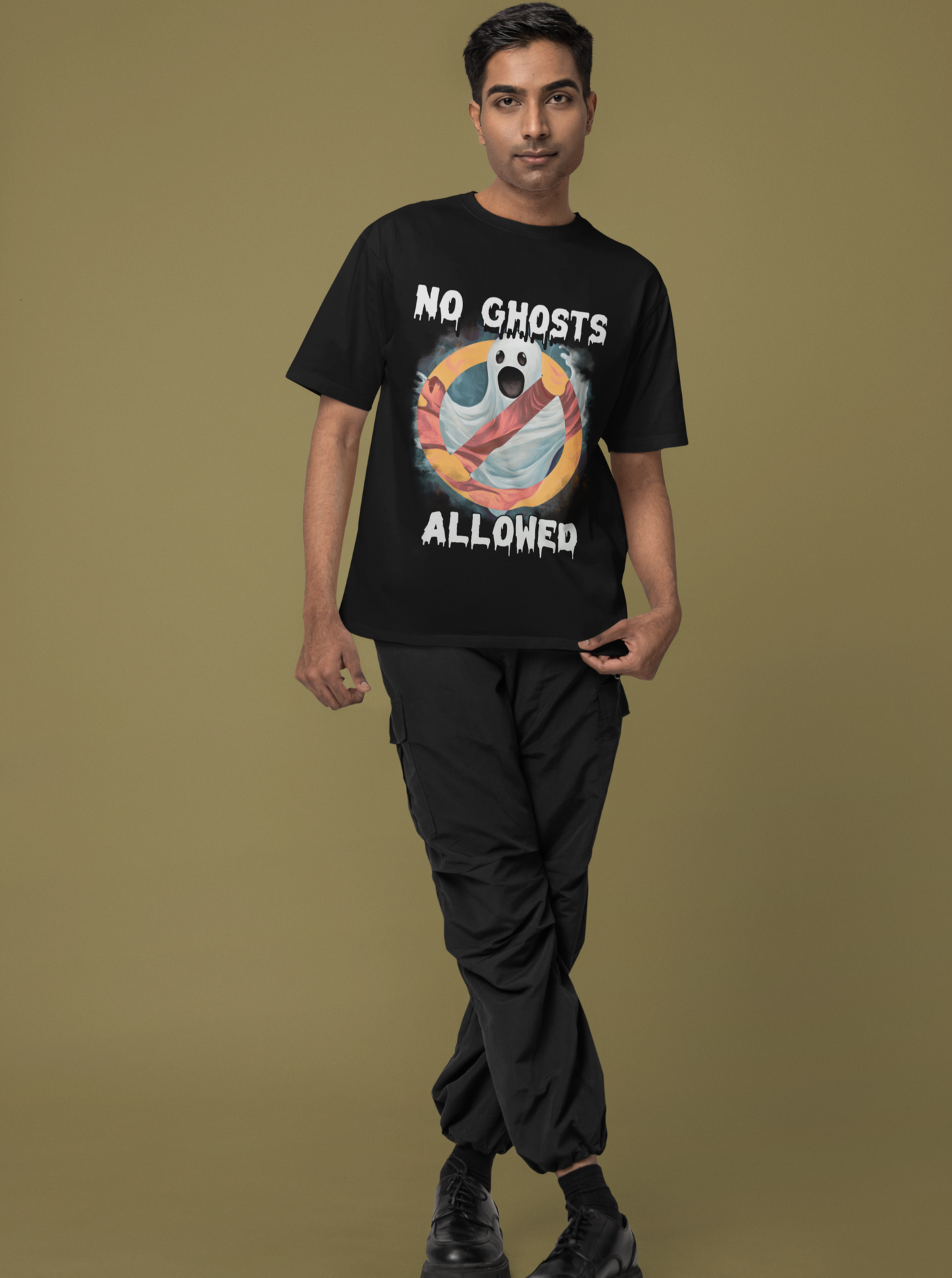 No Ghosts Allowed Printed Black Unisex T-Shirt